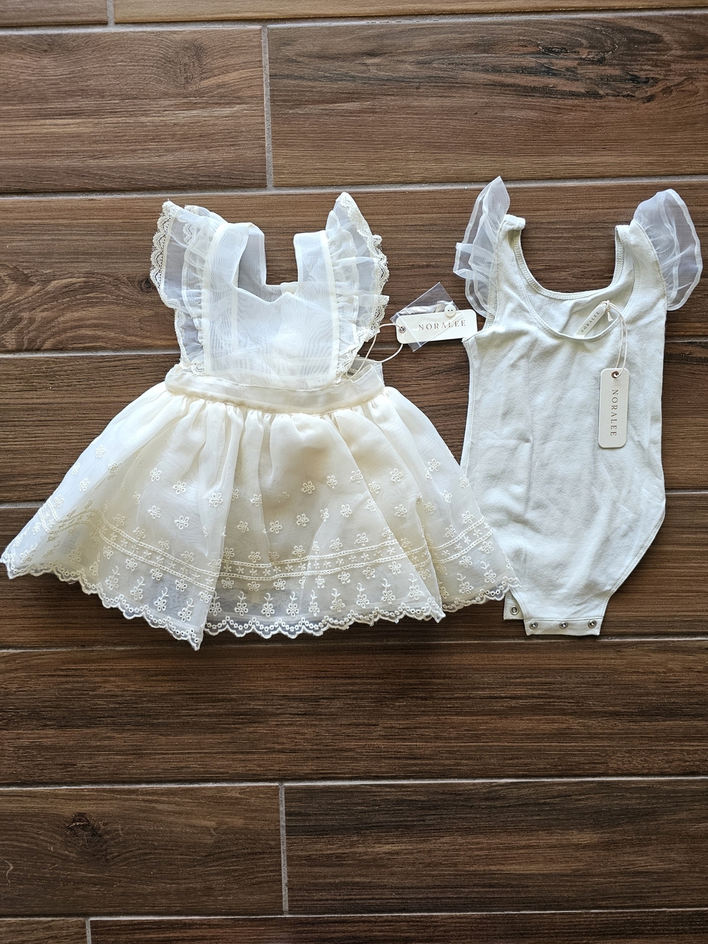 Noralee Provence Dress And Fancy Bodysuit In Ivory 12M NWT